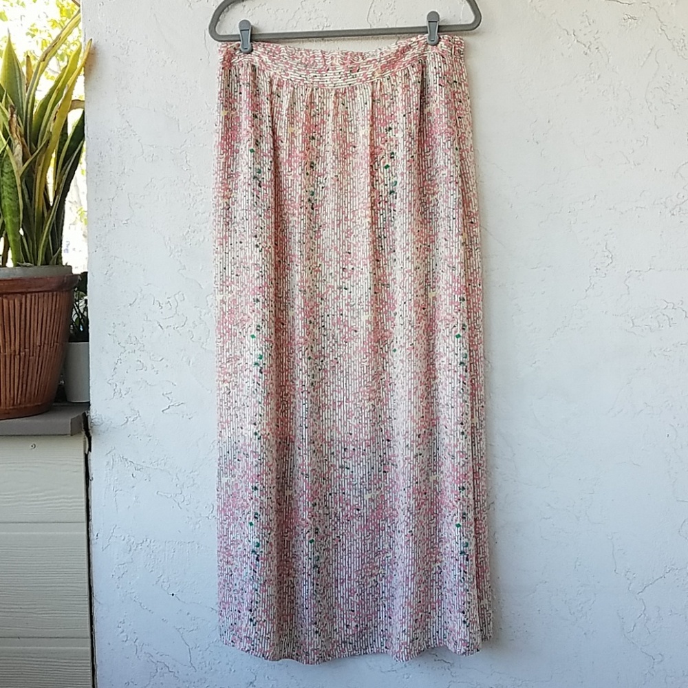 Multicolor Dots and Stripes Maxi Skirt w/ Pockets